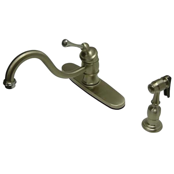8" Kitchen Faucet W/ Brass Sprayer, Brushed Nickel